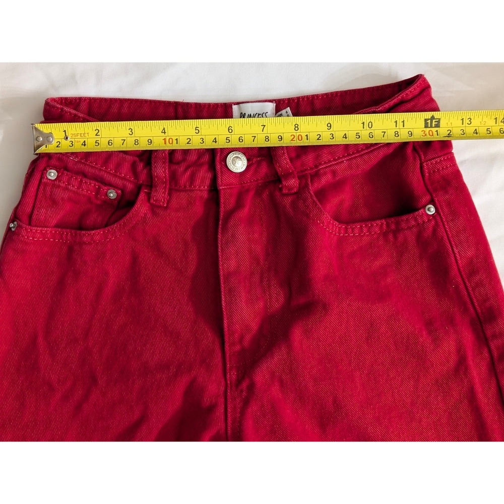 Princess Polly XX Red Wide Leg High Waisted Denim Jeans Juniors Womens Size 0 - Picture 16 of 16